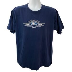 Vintage Kennedy Space Center Atlantis System T-Shirt Blue Size L Shuttle NASA